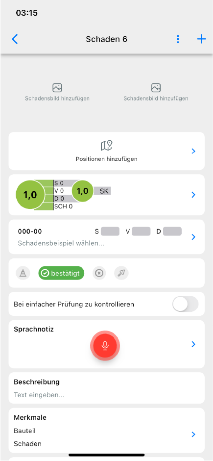 Ansicht neuer Schaden